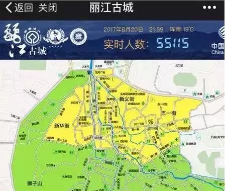 近日，丽江古城最高实时人数达到55115人，恢复了昔日游人如织的繁华景象。