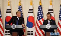 韩美首脑重申和平解决朝核问题原则